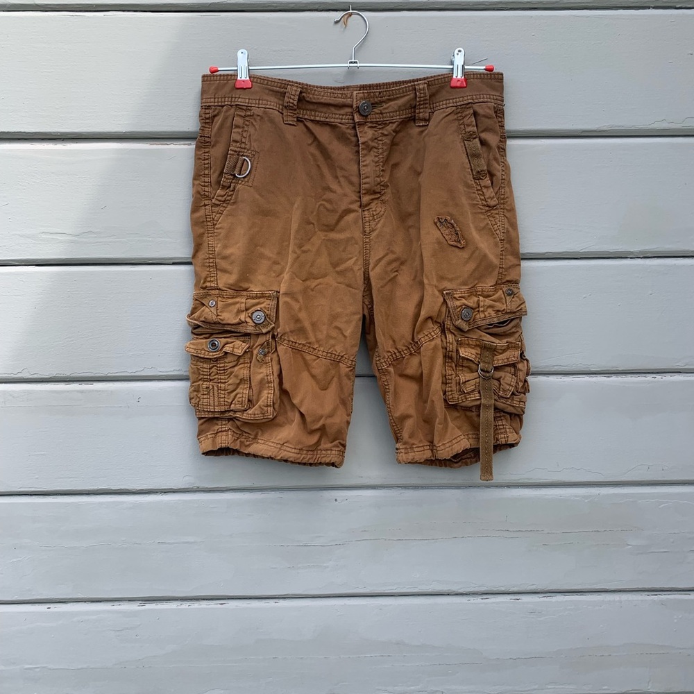 Brown Cargo Shorts with patch work.